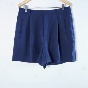 Lauren Ralph Lauren Black Label Navy Blue Pleated Dress Shorts Size 10 Old Money